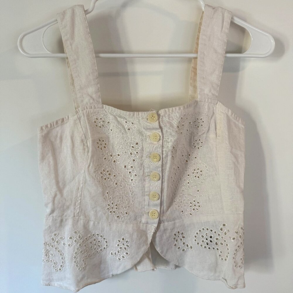 Free People Eyelet Linen Tank Top